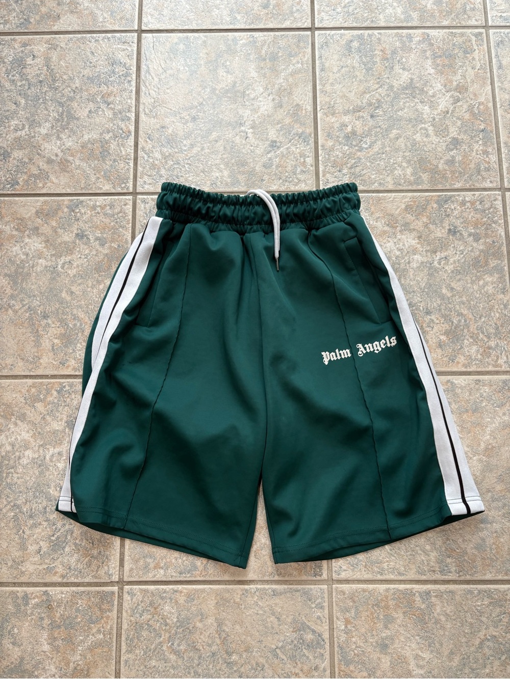 PALM ANGELS CLASSIC BAGGY TRACK SHORTS EMERALD GREEN